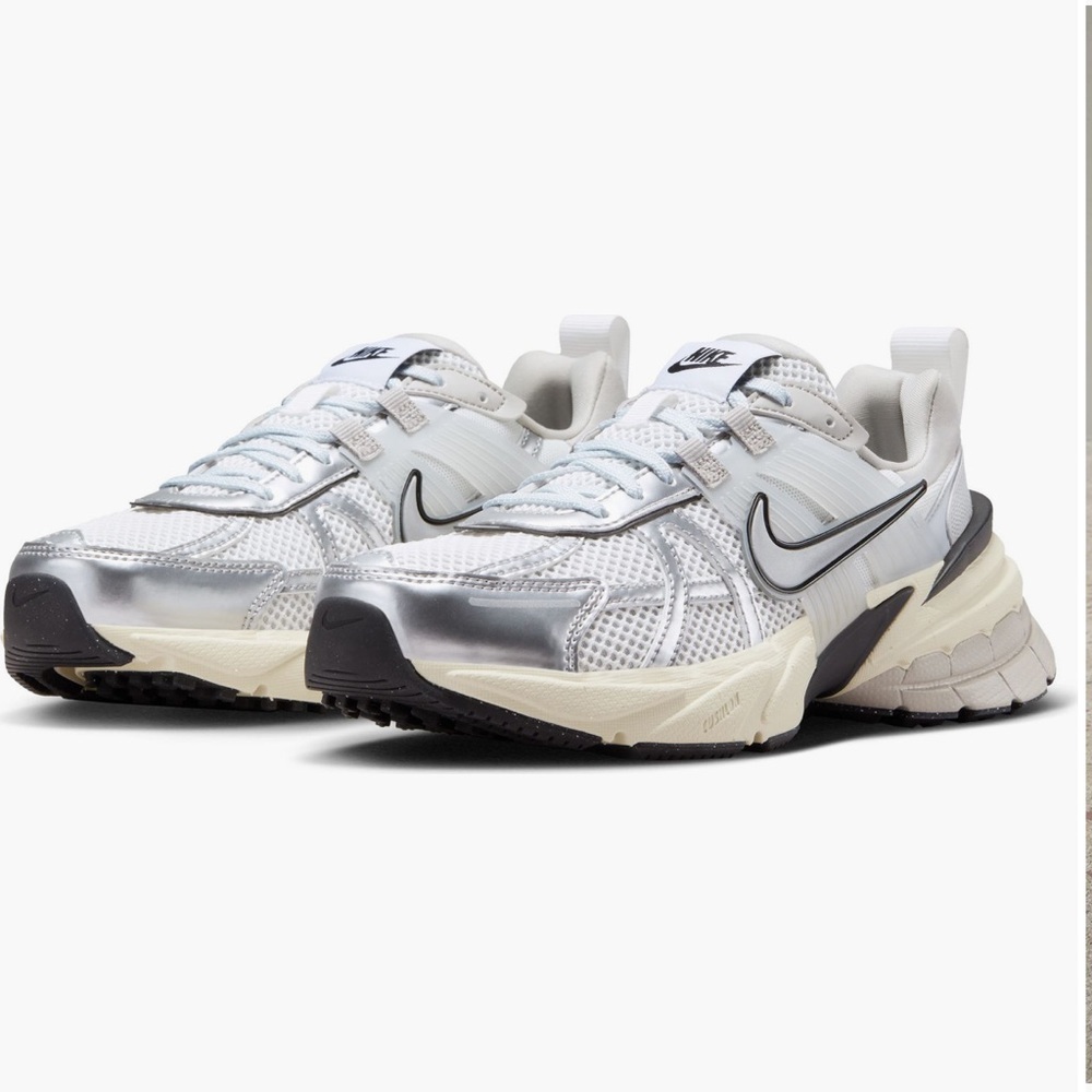 Nike White and Silver Sneakers